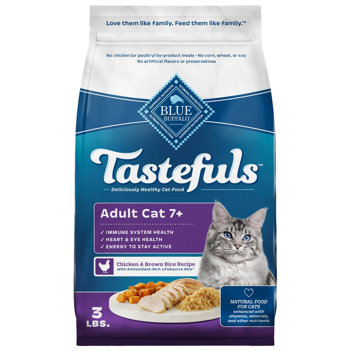 Chicken & Brown Rice Senior Dry Cat Food, 3 lb A901