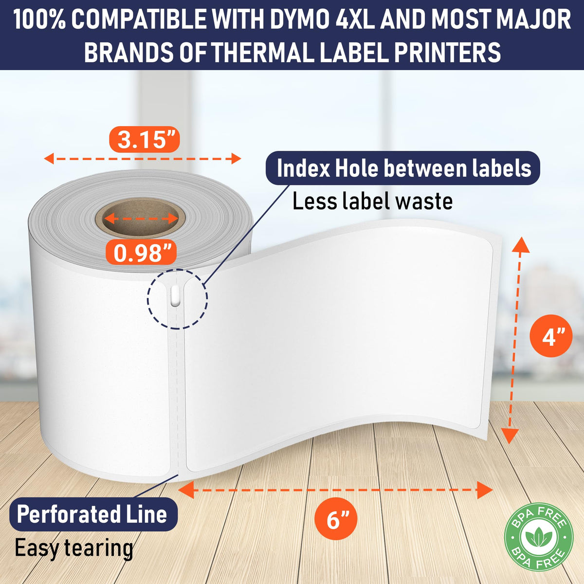 Thermal Shipping Labels 4x6, Water Resistant, Strong Adhesive, 220 per Roll V796
