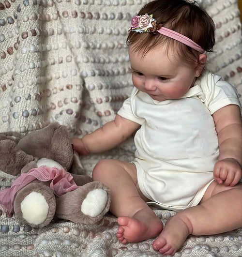 20 Inches Real Baby Size Rooted Hair Silicone Vinyl Reborn Baby Doll Y273975