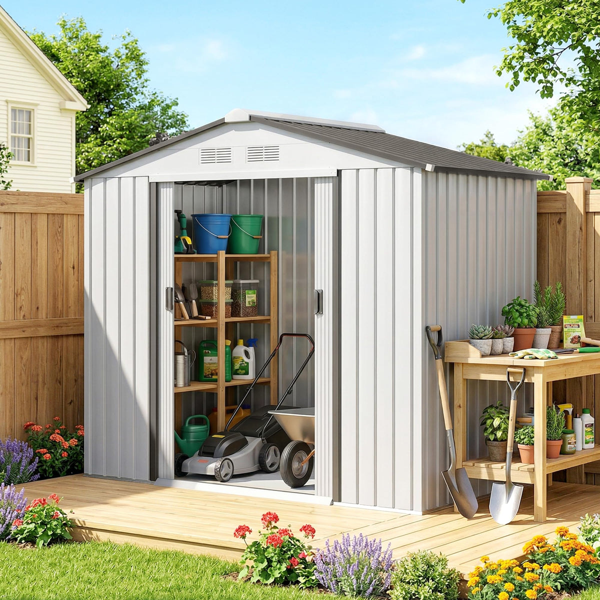 7' x 4' Metal Outdoor Storage Shed L1439