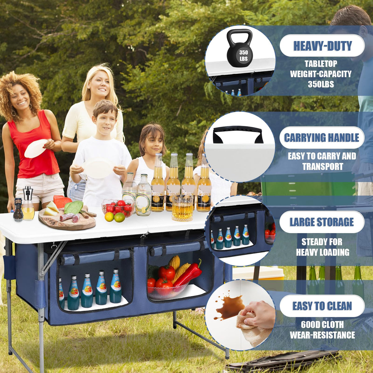 Foldable Camping Table with Storage N465