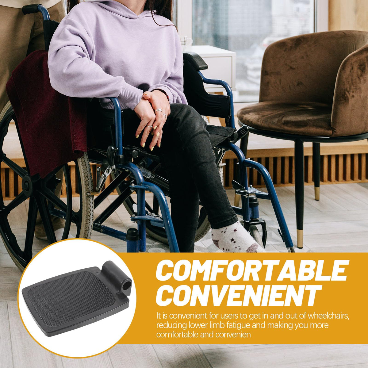 Heavy Duty Wheelchair Footplates Plastic Footrest Pair Q687919