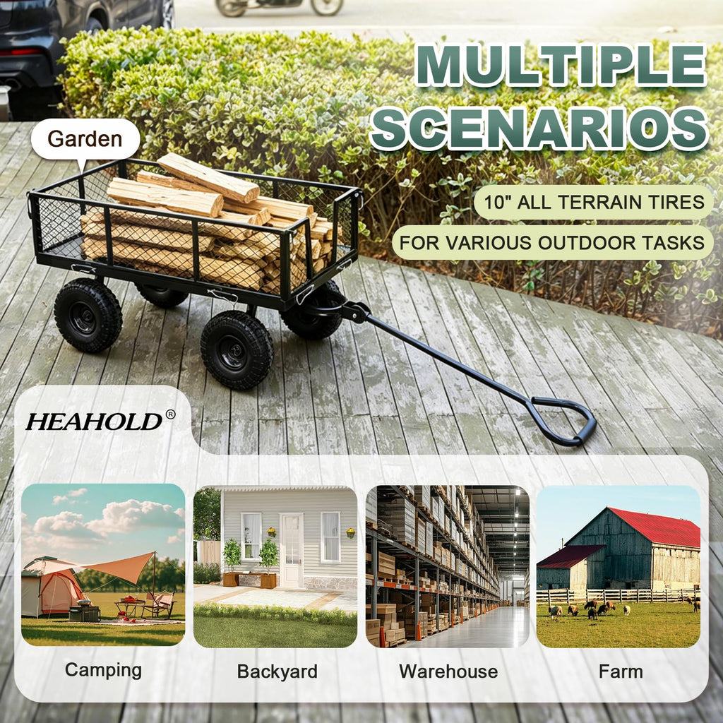 Steel Garden Cart 4 Cu Ft Utility Wagon T89823