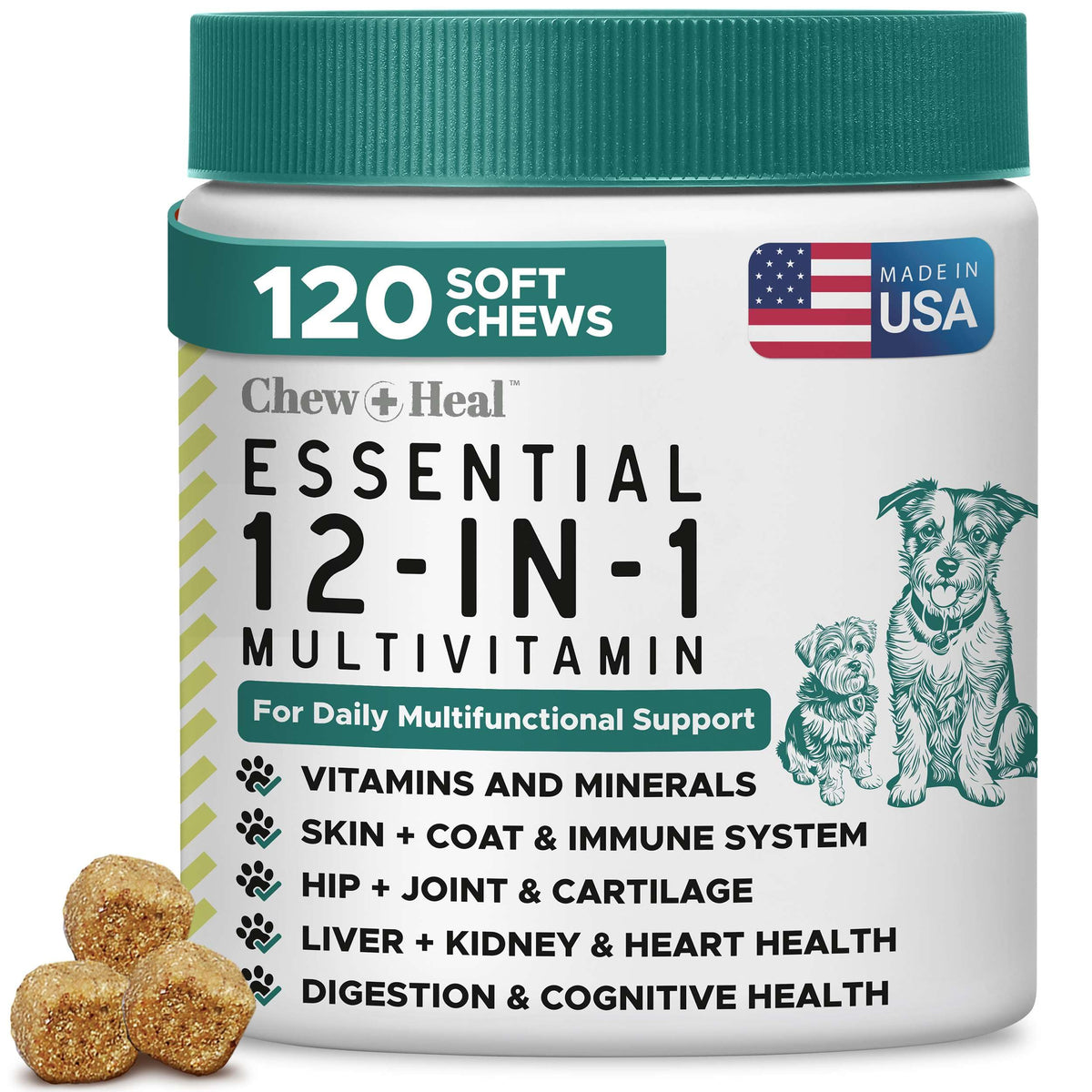 Dog Vitamin and Supplement Chews, 120 Ct W7609