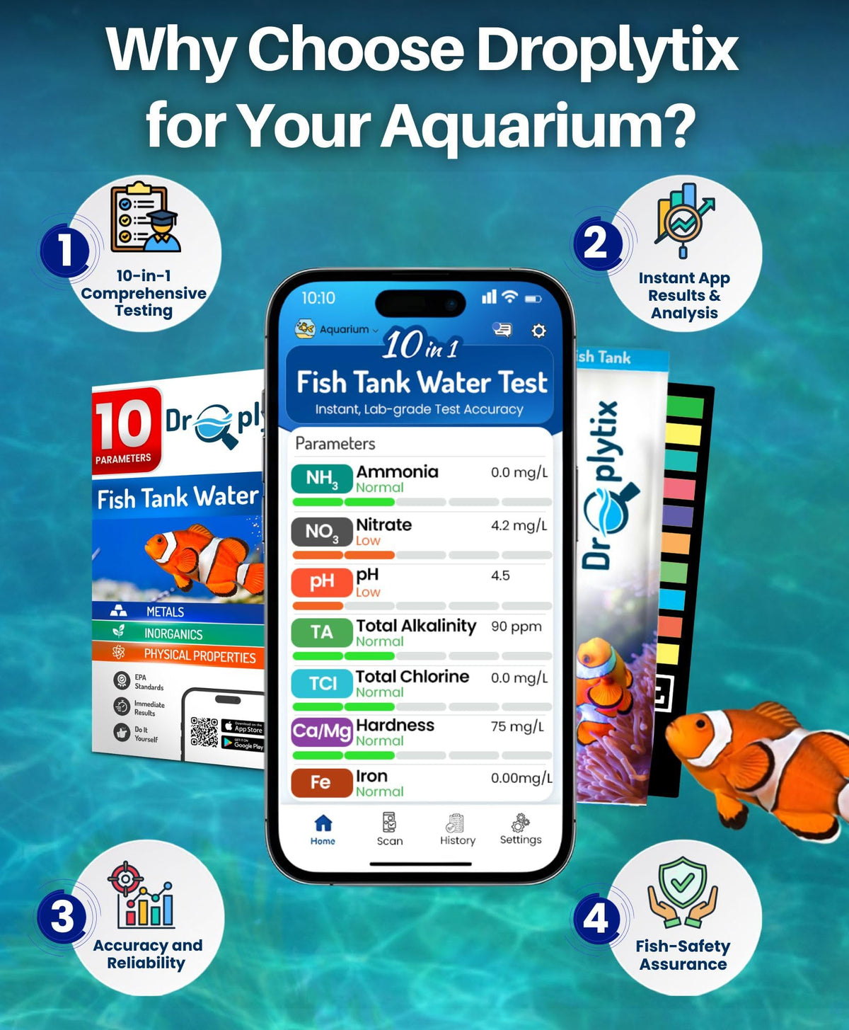 App-Enabled 10-in-1 Aquarium Water Test Kit W3681
