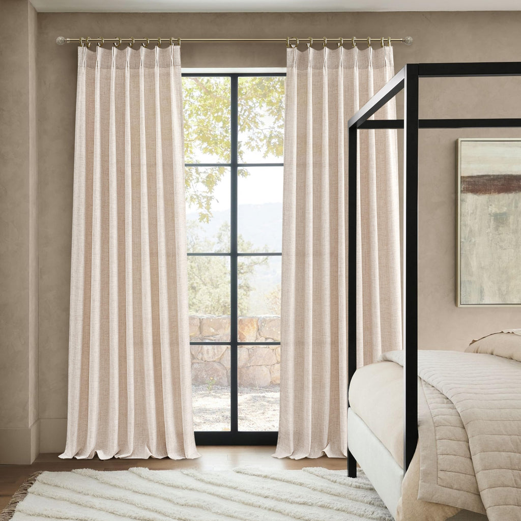 Light Filtering Semi Sheer Linen Curtains 96 Inches 2 Panels Set P26745