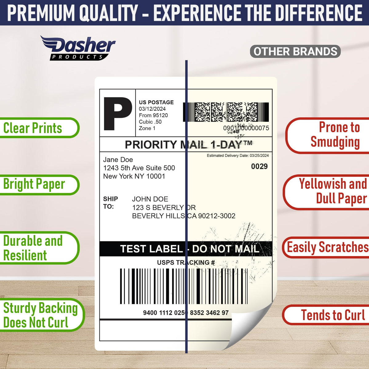 Thermal Shipping Labels 4x6, Water Resistant, Strong Adhesive, 220 per Roll V796
