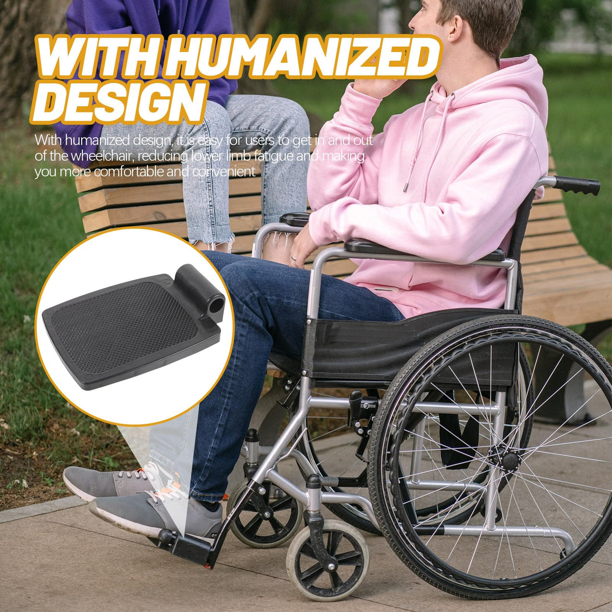 Heavy Duty Wheelchair Footplates Plastic Footrest Pair Q687919