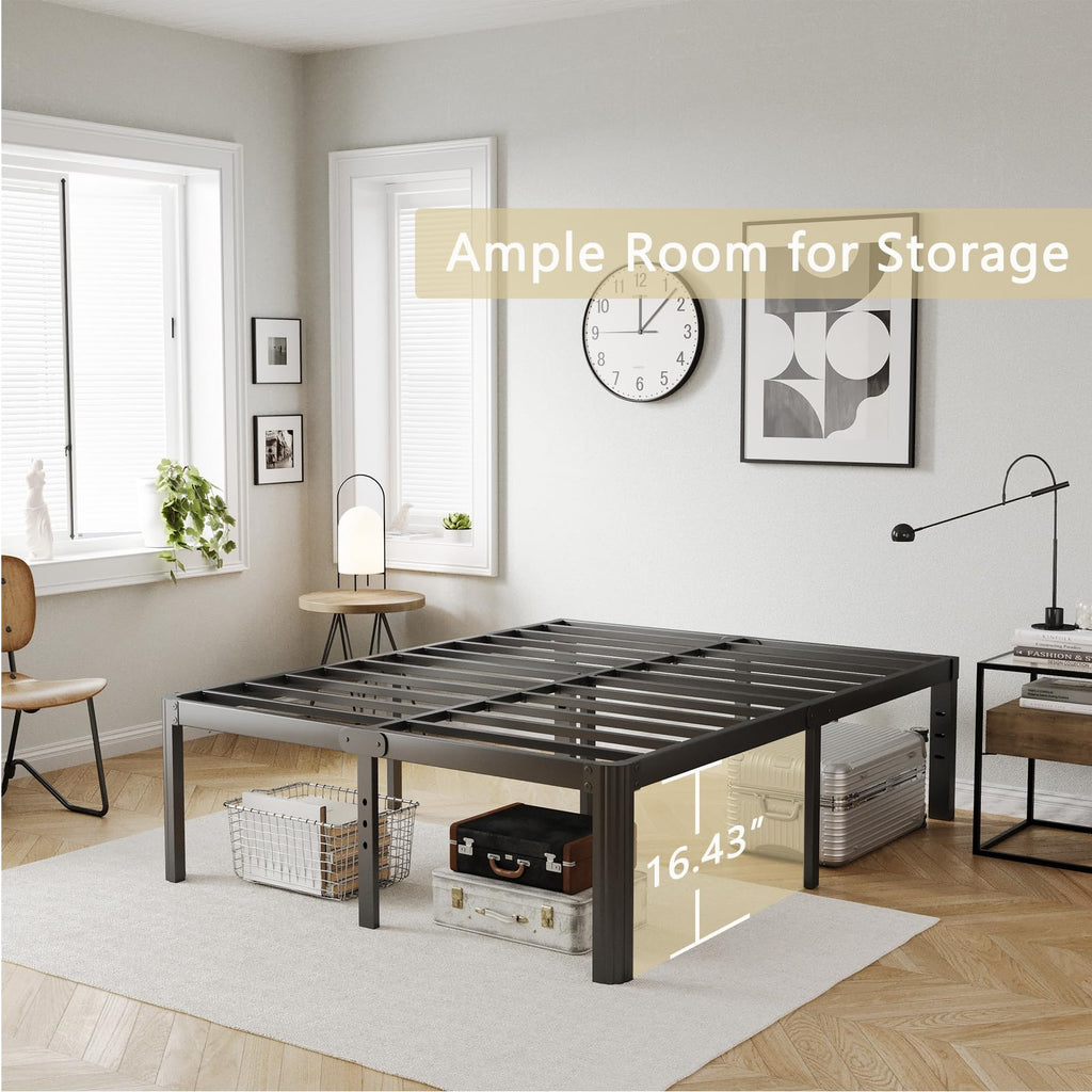 18 Inch High Queen Size Metal Platform Bed Frame Black C823104