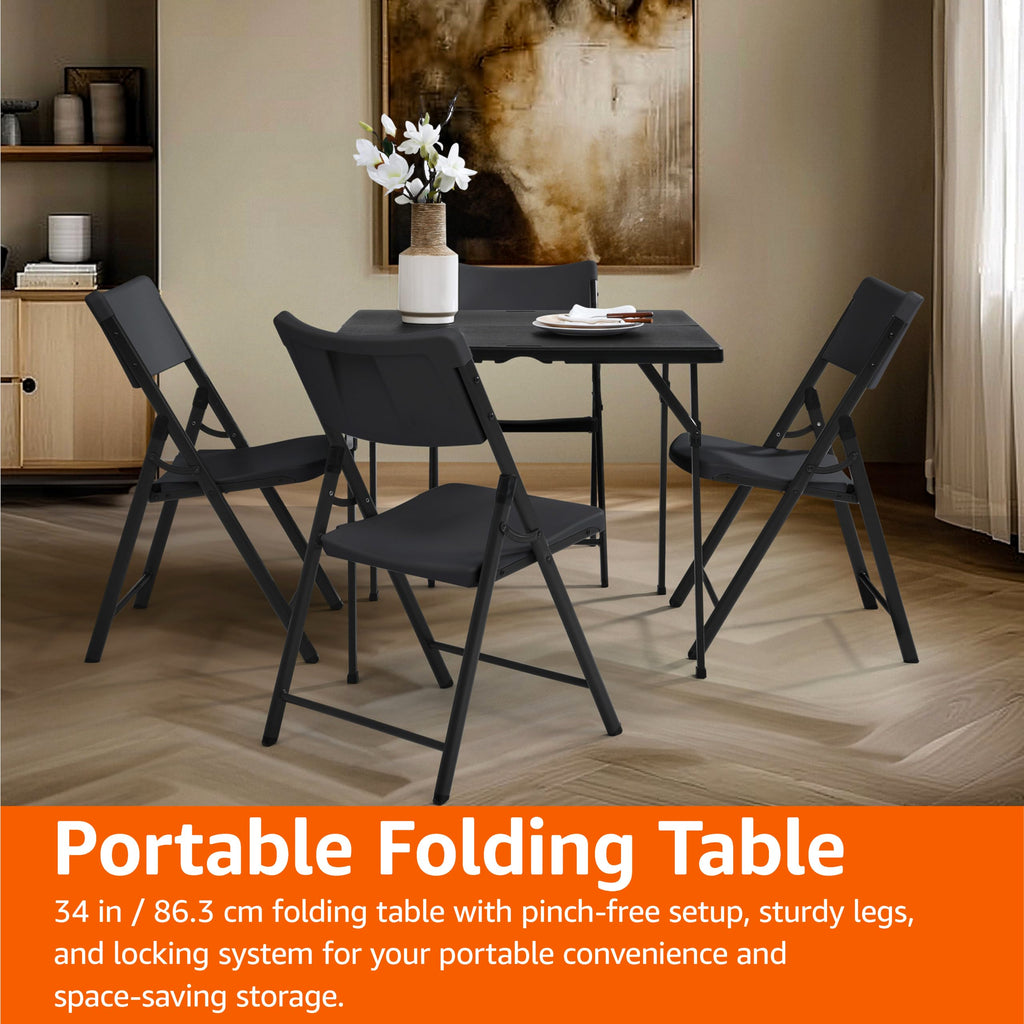 34 inch Black Portable Folding Dining Table E519487