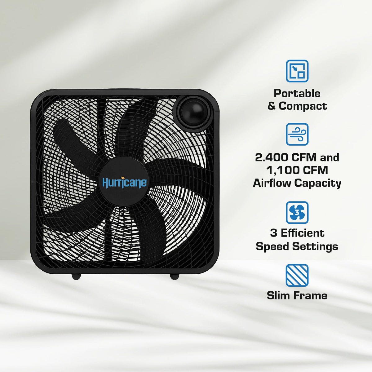 Black 3 Speed 20in Floor Box Fan, 2 Pack X797