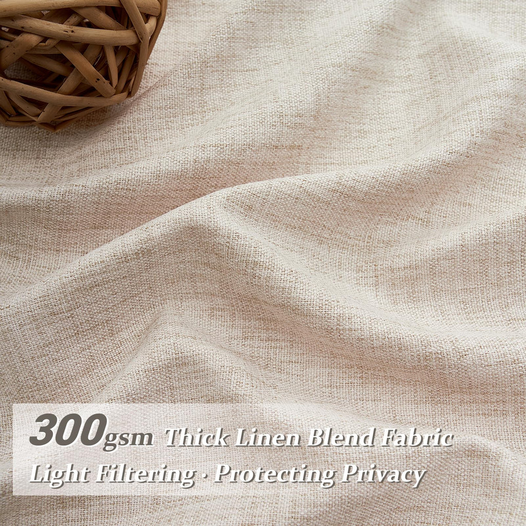 Light Filtering Semi Sheer Linen Curtains 96 Inches 2 Panels Set P26745