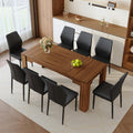 71" Farmhouse Dining Table Set for 8 with PU Leather Chairs K8017