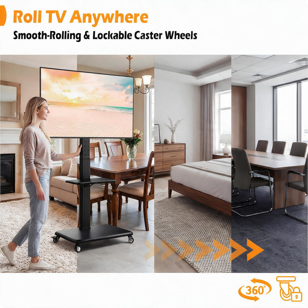 Rolling TV Stand with Wheels for 30-75 Inch TVs D8190