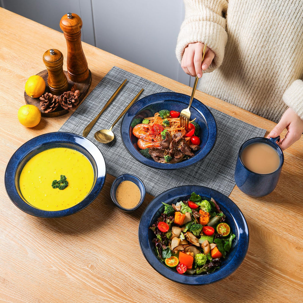 Blue 27oz Ceramic Soup Bowls Set of 4 U321250