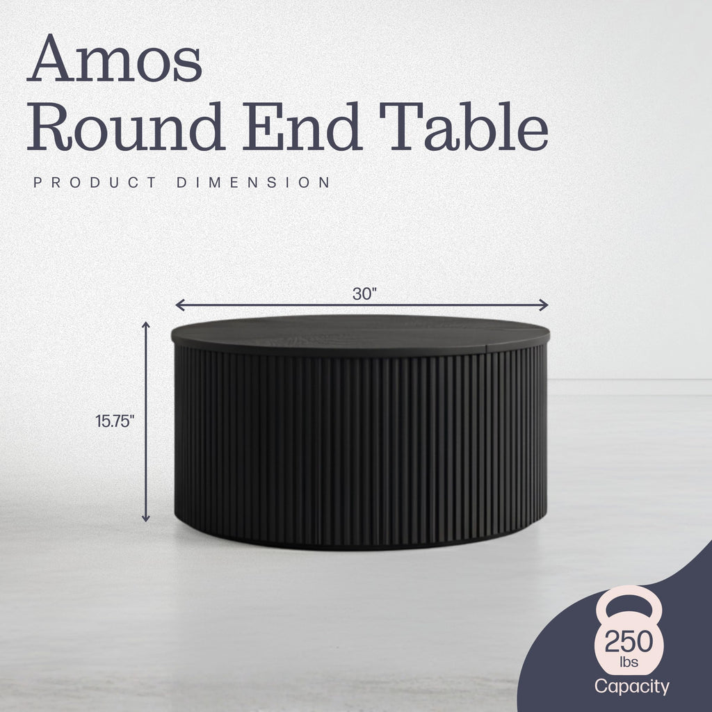Black Fluted Round Coffee Table F924116