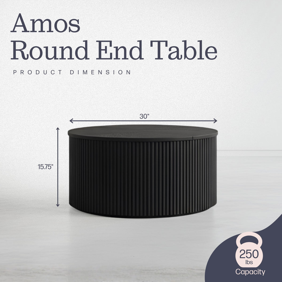 Black Fluted Round Coffee Table F924116